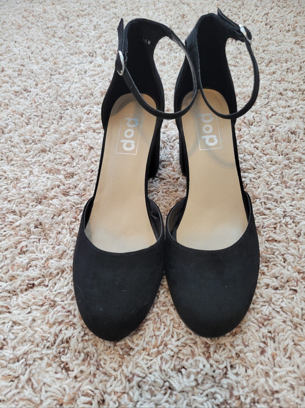 Black Ankle-Strap Block Heel